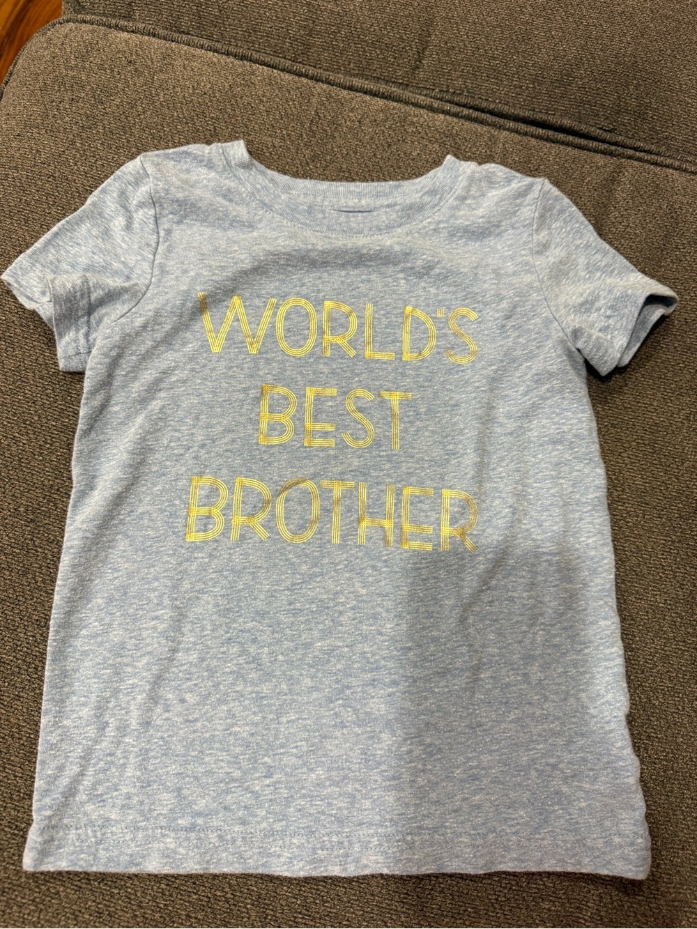 Cat & Jack Light Blue Tee with Gold 'World's Best Brother' Graphic